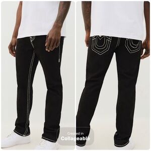 NWT True Religion Ricky Relaxed
Straight Jeans in Contrast Rope Stitch- size 33W